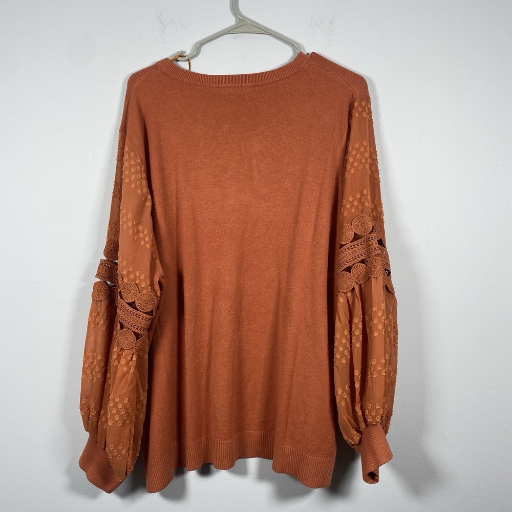 NWT Sioni Milano Women's 2xl Russet Orange Crew Neck Long Sleeve Sweater Top‎ - Picture 2 of 6